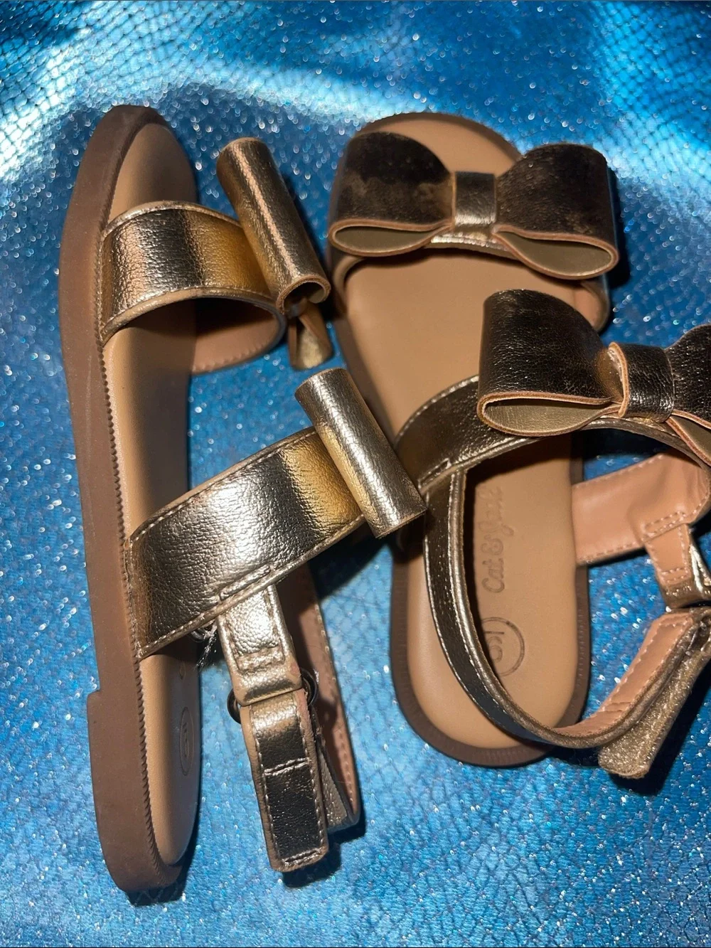 Cat & Jack Metallic Rose Gold Bow Sandals for Kids